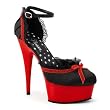 6 Inch Sexy High Heel Shoes Red Black Satin Dorsay Platforms