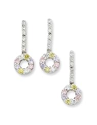 Sterling Silver Yellow & Pink CZ Earrings & Pendant Set