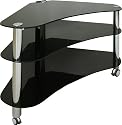 CST7/BK Black Glass Corner TV Stand for 32"-46"  Plasma/LCD/LED TV Stand with Castors