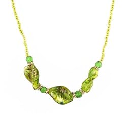 Necklace - N139 - Twisted Murano Glass ~ Olive Green