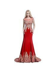 Applique Beaded Jeweled Sheer Mermaid 2015 Chiffon Evening Dress/Prom Dress  with a Court Train 