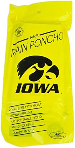 NCAA Iowa Hawkeyes Adult Rain Poncho Hooded Storm Weather Yellow One Size Fan