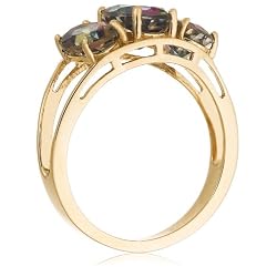 Yellow Gold Mystic Topaz 3-Stone Ring 10k
