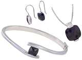 Sterling Silver Black Onyx Pendant, Earring and Bracelet Set