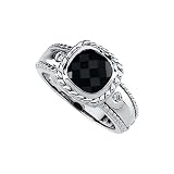 14K White Gold 0.05 ct. Diamond and 8 MM Onyx Ring