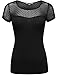 THENEWNEW Womens Mesh Polka Dot Detail Short Sleeve T-Shirt (S-3XL)