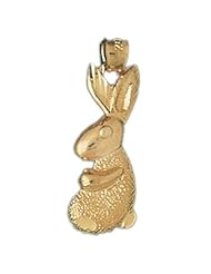 Dazzlers Solid 14k Gold Rabbit Charm Pendant Available in three colors from jewelsberry (weights: 1.7 grams only)