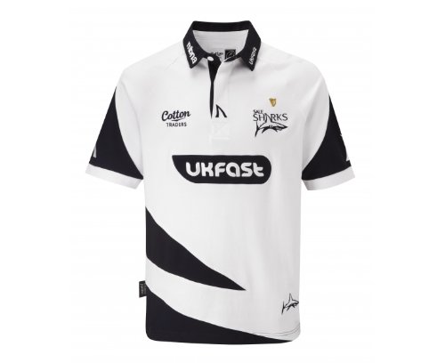 COTTON TRADERS Adult Short Sleeve Sale Change Rugby Jersey, White/Navy, XXL