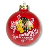 CHICAGO BLACKHAWKS GLASS BALL CHRISTMAS ORNAMENT