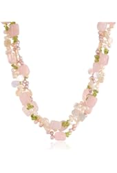 3-Row Multi Gemstone and Multi-Color Freshwater Cultured Pearl Necklace