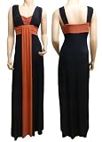 Grecian Black & Rust Evening Maxi Dress(1050)In 4 Lengths