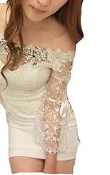 Sexy Above the Knee Mermaid Cotton/Polyester Lace Beaded Long Sleeves Club Dress/Party Dress/Mini Dress 