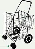 FOLDING SHOPPING/LAUNDRY CART SWIVEL WHEELS (black) double basket by perfectbuyz