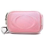 Airfrom Ultra Slim Mini Digital Camera Case with Detachable Carabiner and LCD Screen Protector for Hewlett Packard HP Photosmart - See Description for Full Compatibility, NYLON-PINK