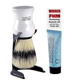 Men-U Barbiere Shave Brush & Stand + 15ml Tube Shave Cream (white)