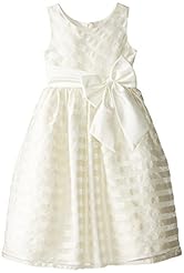 Girls Strapless  Striped Print Organza/Polyester  Dress With a Bow(s) and a Sash 