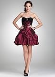IMAGE OF David's Bridal Short Taffeta Pick Up Dress with Beaded Bust Style 637523, Burmese Ruby, 13