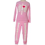Saramax Infant Toddler Girls Pink Halloween Skeleton Sleepwear 12M-4T