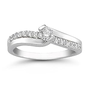 14k White Gold Engagement Ring (1 4 cttw, I-J Color, I1-I2 Clarity), Size 8 by