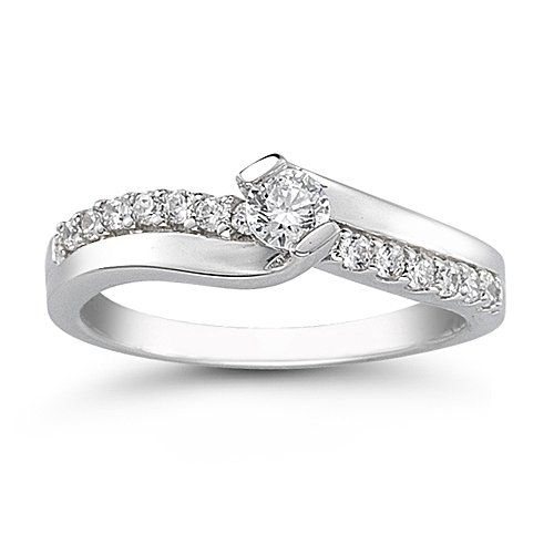 14k White Gold Engagement Ring (1/2 cttw, IJ Color, I1I2 Clarity)