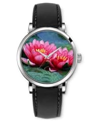 SPRAWL Aanalog Fashion Series Silver Ladies Watches of Genuine Black Leather Strap,Unique Wrist Watch for Women Girls Designed with Beautiful flowers