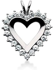 14K Gold Prong set Diamond Heart Pendant (3.30 cttw, F - G Color, SI2 Clarity)