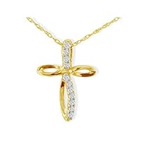 .12ct Journey Diamond Cross Pendant in 10K Yellow Gold