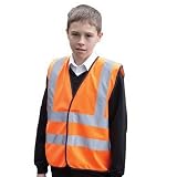 YOKO GILET ENFANT 4 BANDES RÉFLÉCHISSANTES, Orange Fluorescent ; Taille: 10-12 ans