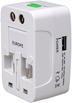 DCH® 1 USB Charging Port (1A) For iphone iPad Surge Protector All in One Universal Worldwide Travel Wall Charger AC Power AU UK US EU Plug Adapter Adaptor.