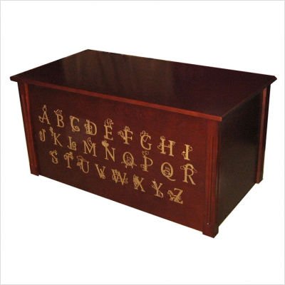 Dark Cherry Toy Box in Cherry with Engraved Alphabet