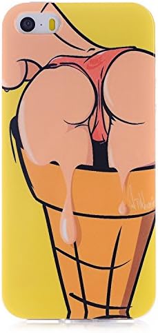 iPhone 5 Case,AnKey iPhone 5S TPU Case- Naked Underwear Hip Glossy Melting Ice Cream Sexy Bikini Girl Pattern Premium Flexible Rubber Gel Bumper Scratch Resistant Soft Silicone IMD Case Cover For iPhone 5 5S