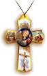 Padre Pio Cross-Shaped Necklace with Cord, 2 x 1.5" - MADE IN ITALY