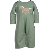 Le Top Giddy Up Thermal Waffle Weave Knit One Piece Coverall with Pony Applique, Sage Green by le top