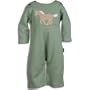 Le Top Giddy Up Thermal Waffle Weave Knit One Piece Coverall with Pony Applique, Sage Green, 6 Months