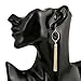 D EXCEED Women's Diamond Cluster Resin Stone Metal Tassel Dangle Earrings (Earrings- Gold/Black)