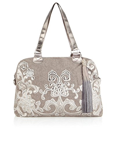 Accessorize Womens Metallic Applique Tweed Shoulder Bag