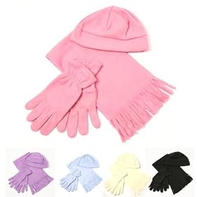 Amazon.com: Women's 3-Piece Fleece Set: Glove, Hat, & Scarf Included (Sizes M-L, Scarf Dimensions 8