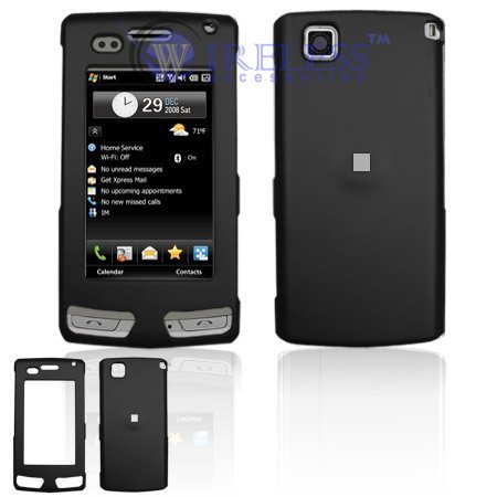 Black Rubber Feel Snap-On Cover Hard Case Cell Phone Protector for LG Incite CT810