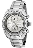 Seiko Men's SPL029 Premier Chronograph World Timer White Dial Stainless Steel Watch
