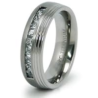 7mm Titanium Ring with CZ - Size 12