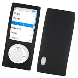 Apple iPod Nano 5 (5th Generation) Silicone Skin Case Rubber Cover Black