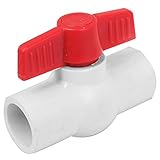 uxcell　ボールバルブ　2ウェイ　水　PVC　シャットオフ 　スリップエンド　赤い　Tハンドル　ホワイト