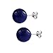 FANTOM 6MM Natural Lapis Lazuli Stud Earrings Set in Genuine 925 Sterling Silver