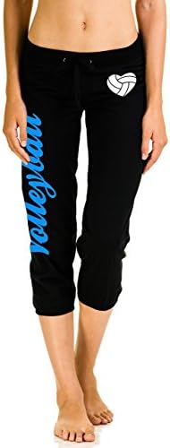 Volleyball Capri with Heart Shaped Volleyball Juniors Sizing S-L (Medium, Black/Blue)