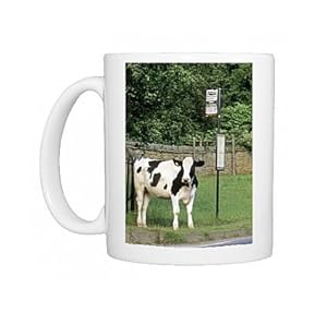 Cow - waiting at bus stop in village Photo Mugs