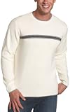 Geoffrey Beene Men's Chest Stripe Crewneck Sweater, Cr���me, Medium