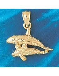 Dazzlers Solid 14 karats gold Double Whale Charm Pendant Available in three colors from jewelsberry (weights: 2.1 grams only)