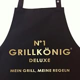 N°1 GRILLKÖNIG deluxe - Grillschürze, Kochschürze - Mein Grill, Meine Regeln - mit verstellbarem Nackenband und Seitentasche