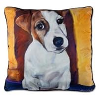 Manual Woodworkers & Weavers Baby Jack Russell Paws and Whiskers Decorative Square Pillow, 18-Inch