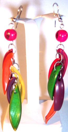 Colorful Organic Jungle Eco-friendly Peruvian Dangle Earrings Fair Trade Certified